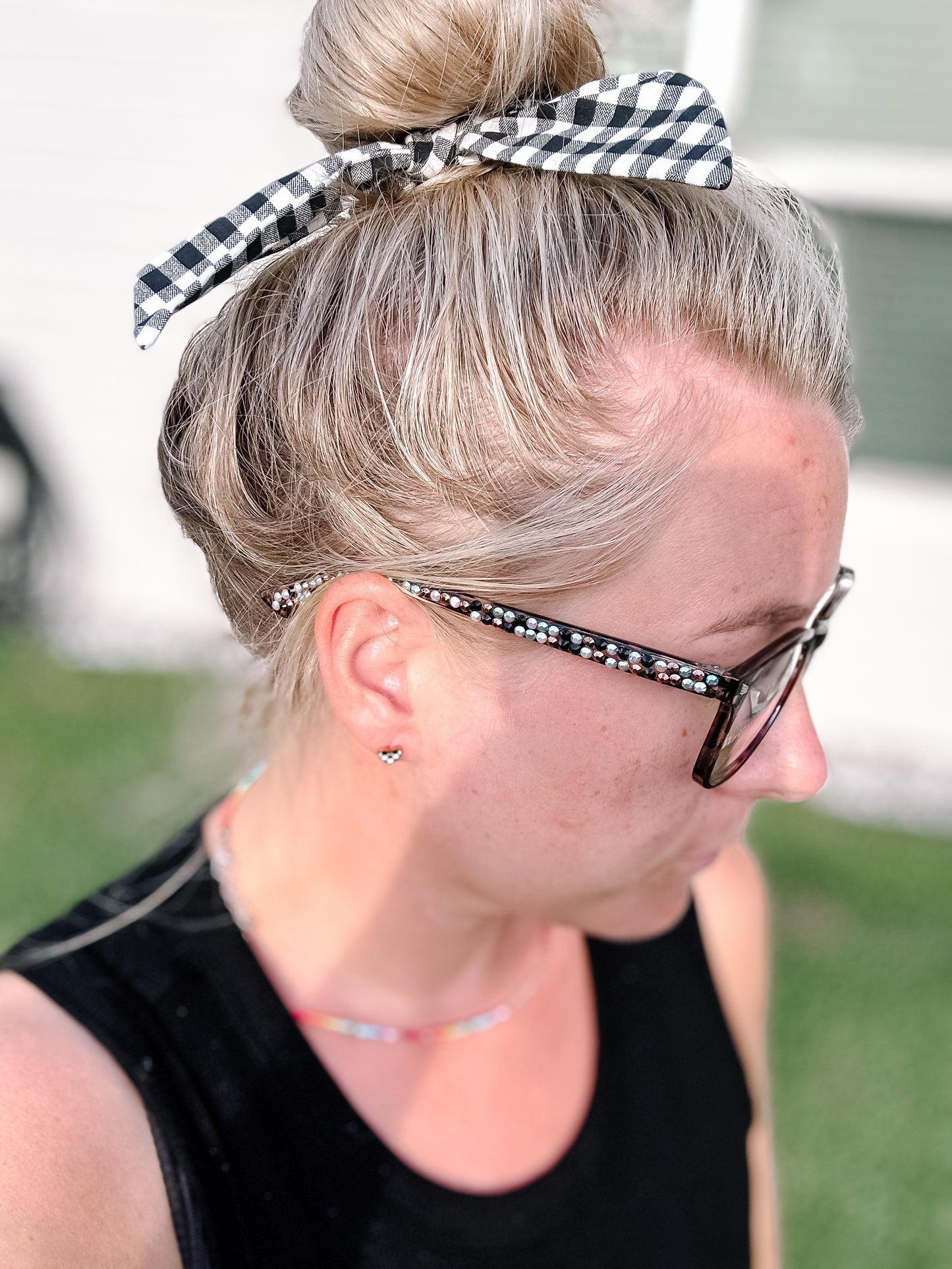 Black/Pink Bedazzled Blue Light Glasses
