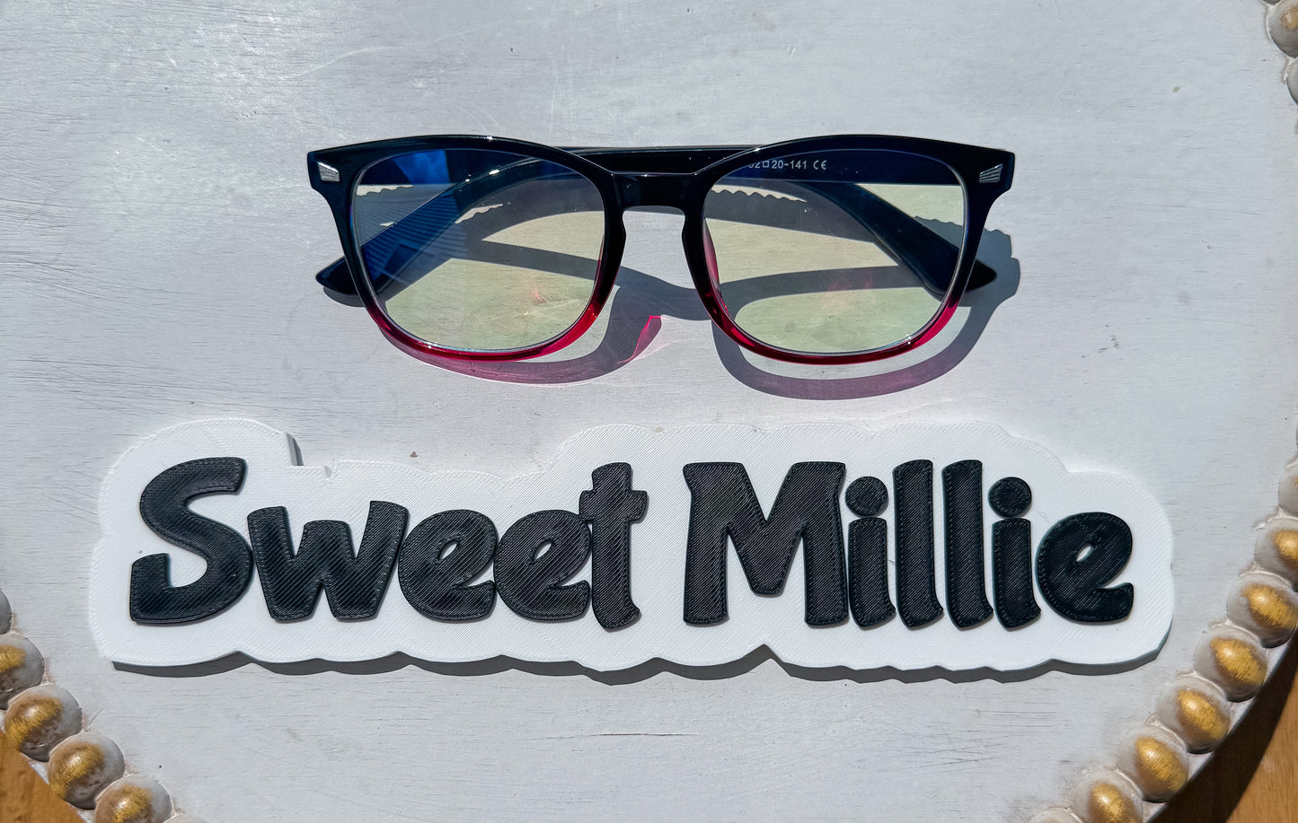 Black/Pink Bedazzled Blue Light Glasses