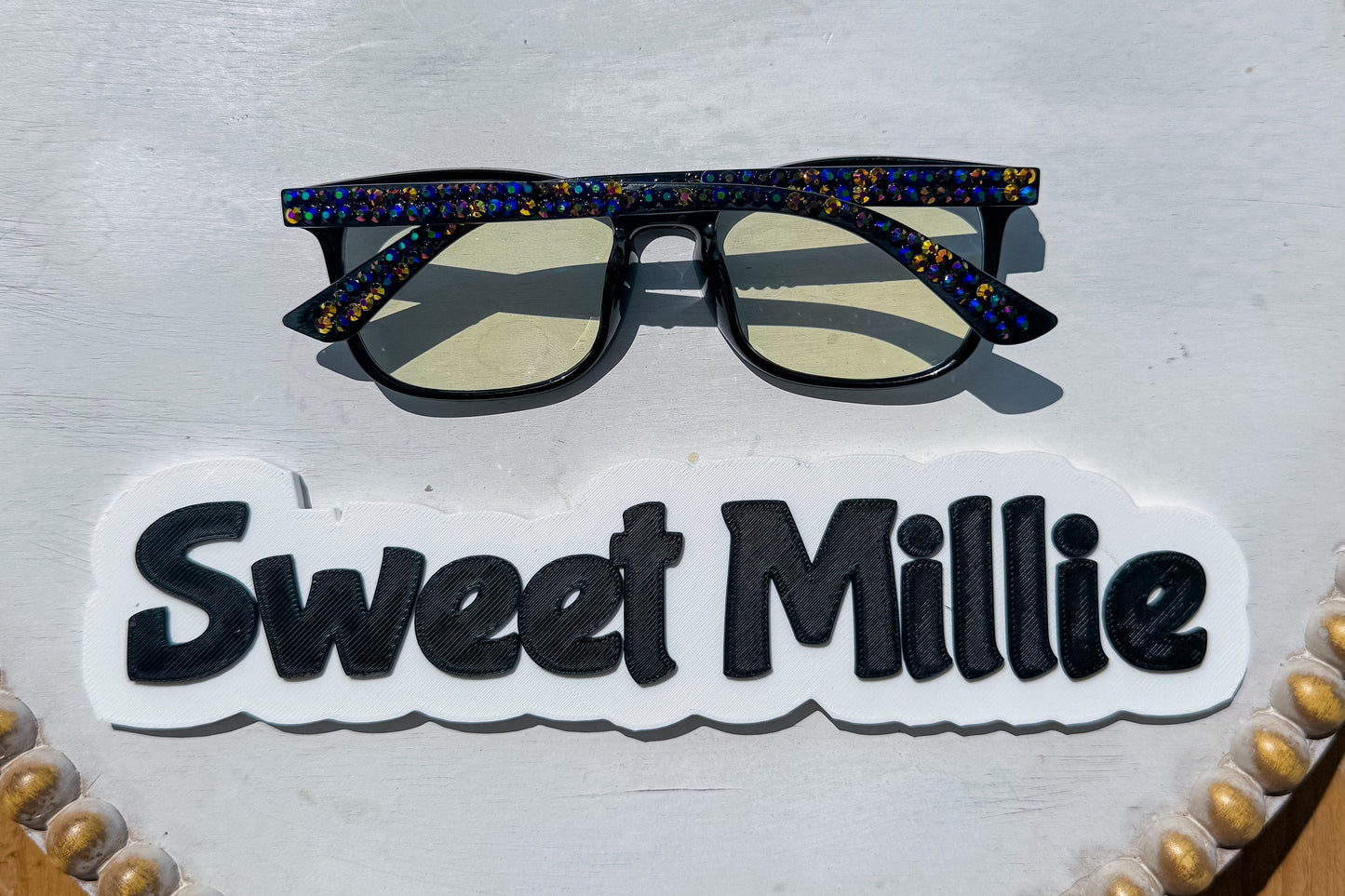 Black Bedazzled Blue Light Glasses
