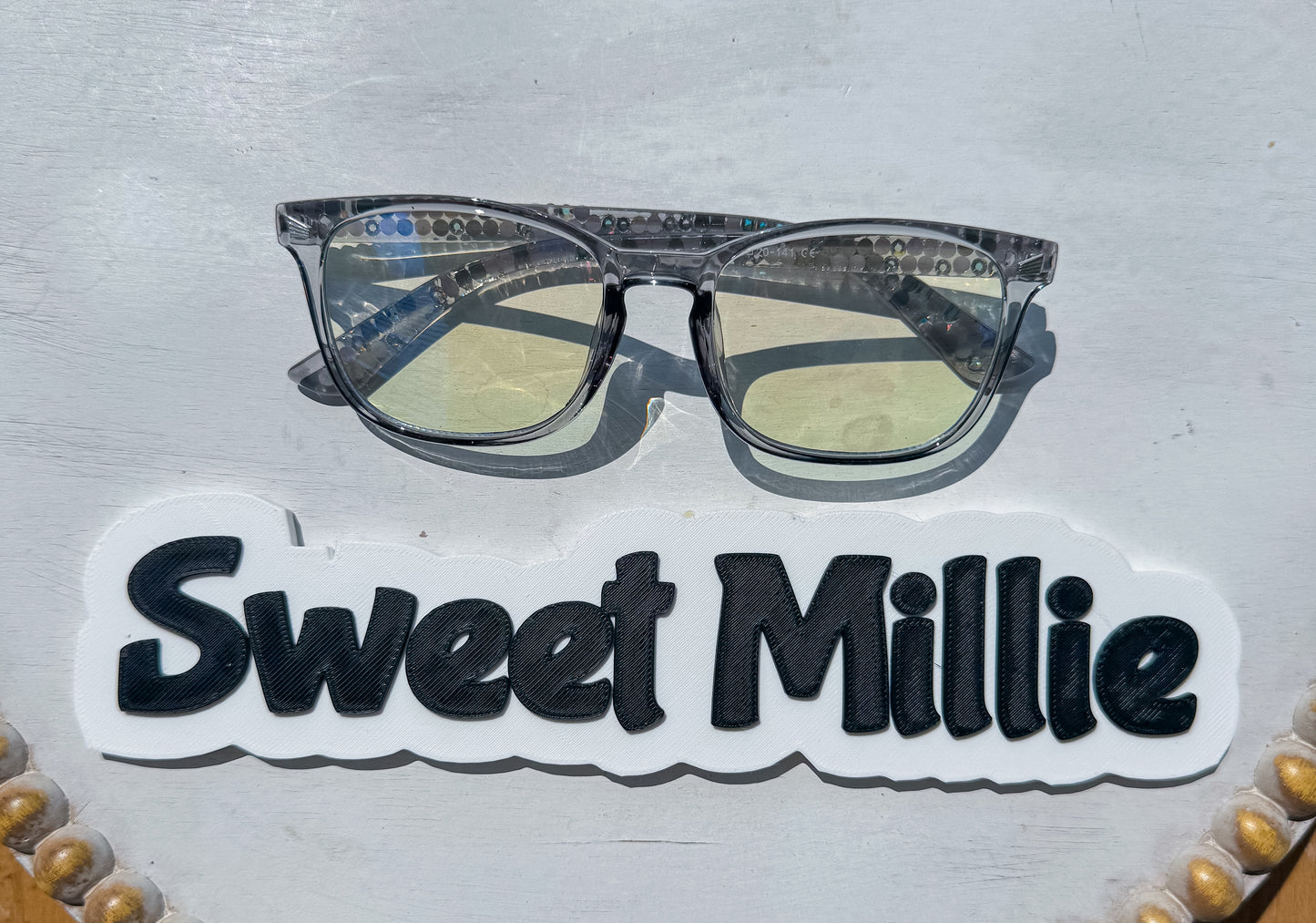 Gray/Blue Bedazzled Blue Light Glasses