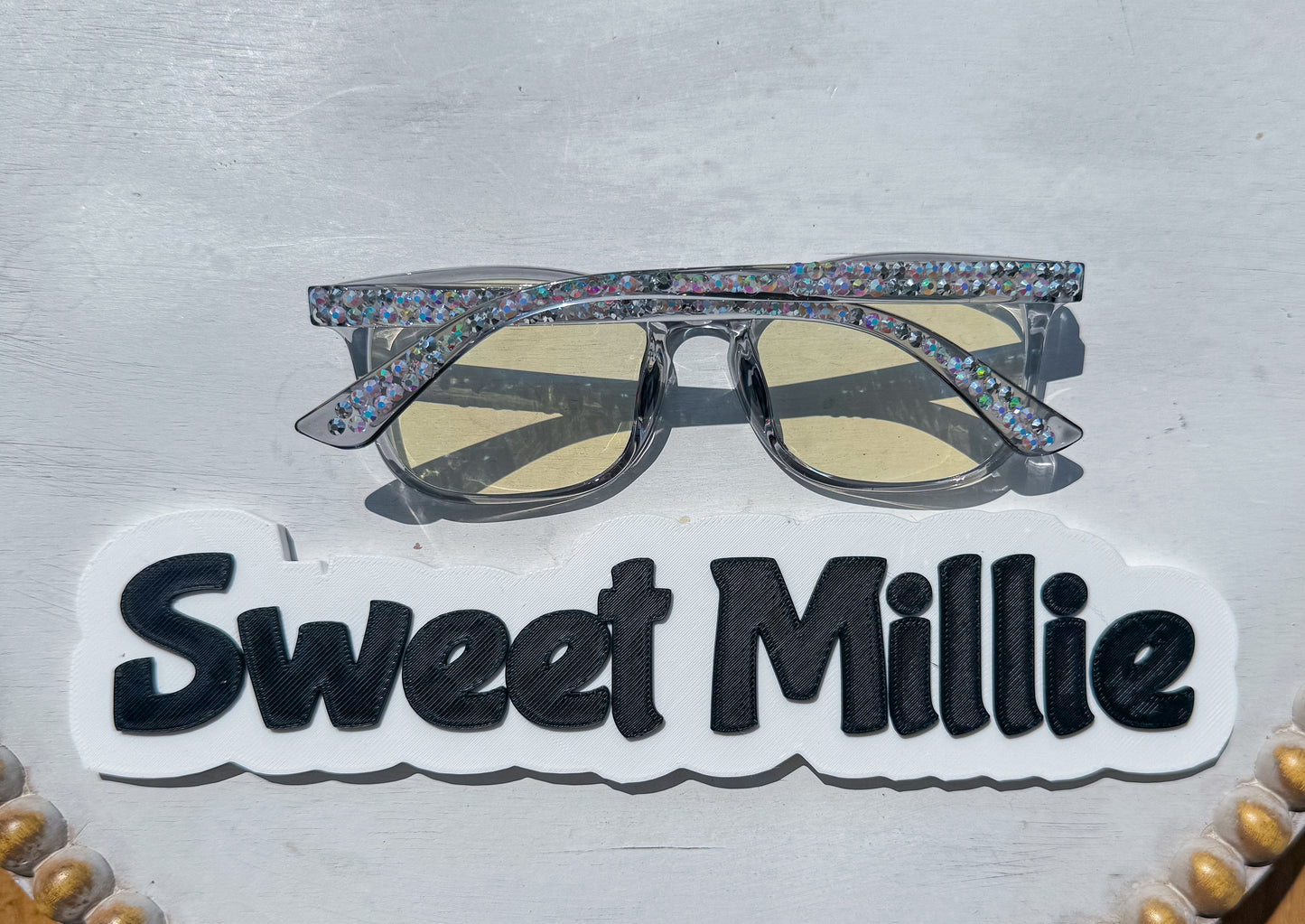 Gray/Blue Bedazzled Blue Light Glasses