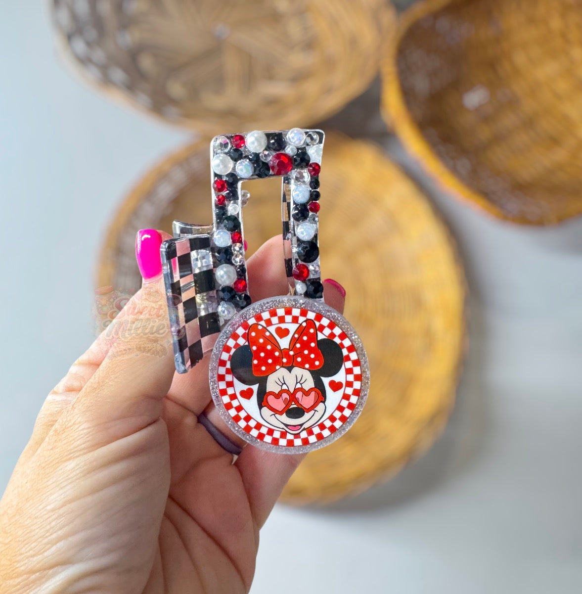 Checkered Minnie Claw Clip