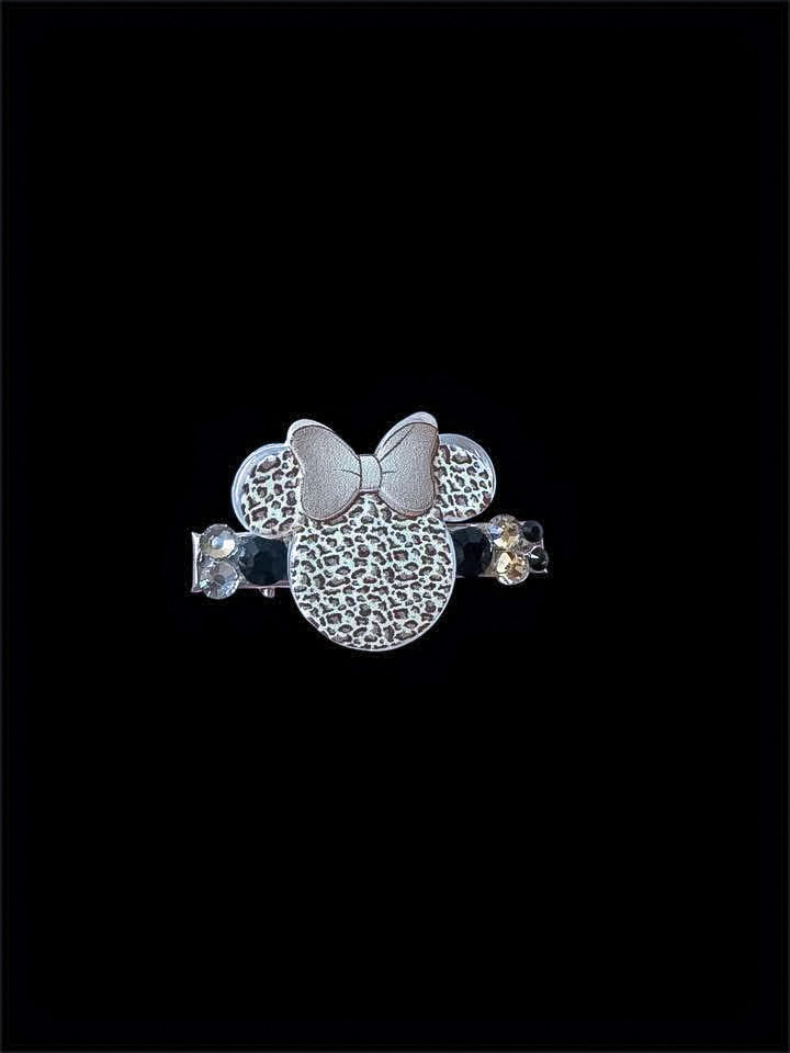 Cheetah Mouse Bow Center Clip