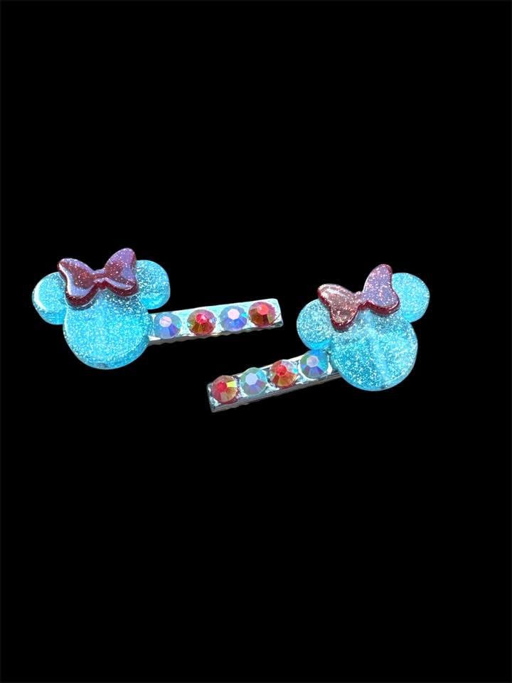 Blue Mouse Hair Clips