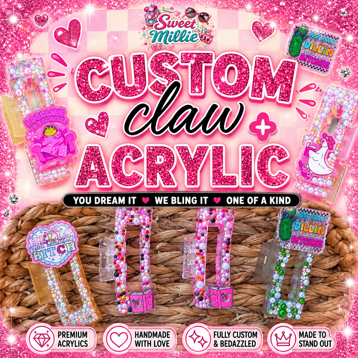 Custom Acrylic + Claw Clip