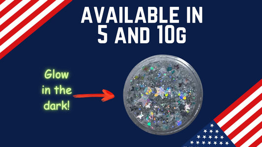 Single Silver Stars Glow in the dark glitter gel